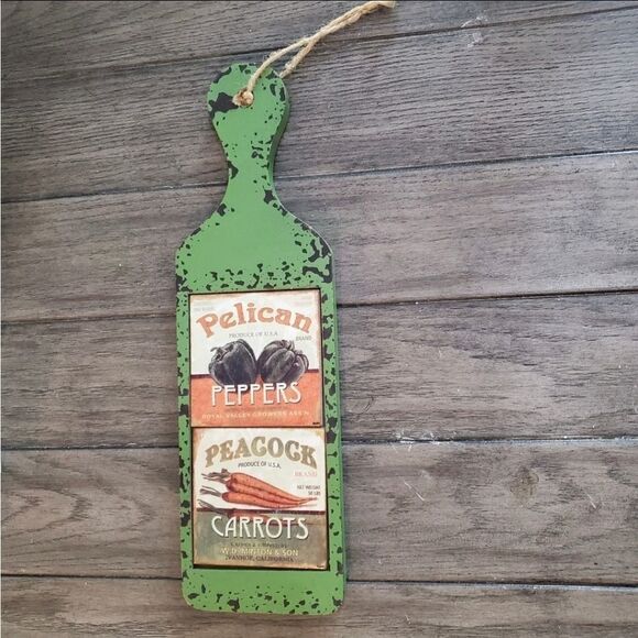 Wooden kitchen decor by Debbie DeWitt 20 LX 5 5w in green distresses wood paddle - Picture 2 of 11
